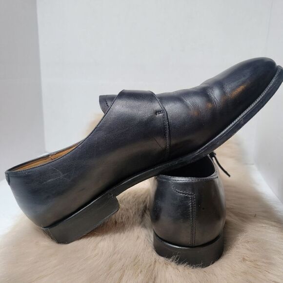 Ralph Lauren Mens Calf Monk Strap Black Leather Oxford Shoes Size 11 - Picture 6 of 12